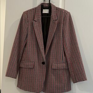 Sandro Black and Red Houndstooth Blazer